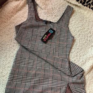 Plaid Mini Dress with Slit